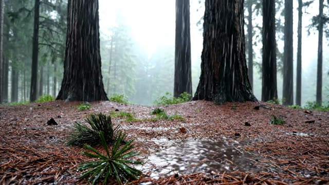 Pine needle carpet on ancient forest floor