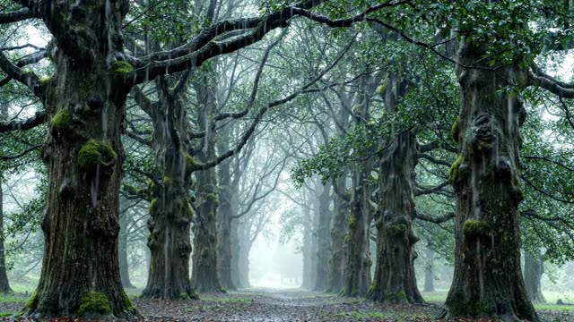 Rain on a section of medieval forest boundary bank