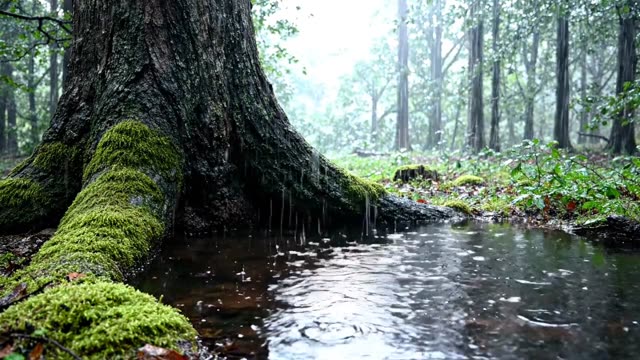 A rain-filled hollow in an ancient pollard trunk