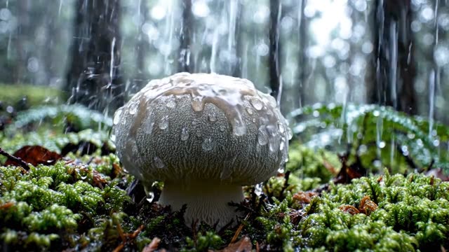 A single giant puffball darkening in rain