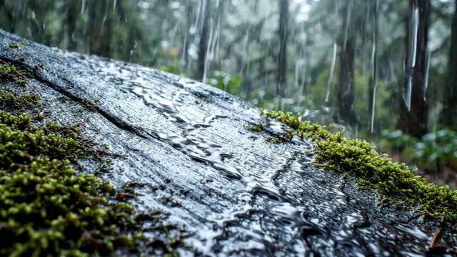 The grain of ancient wet wood in close-up