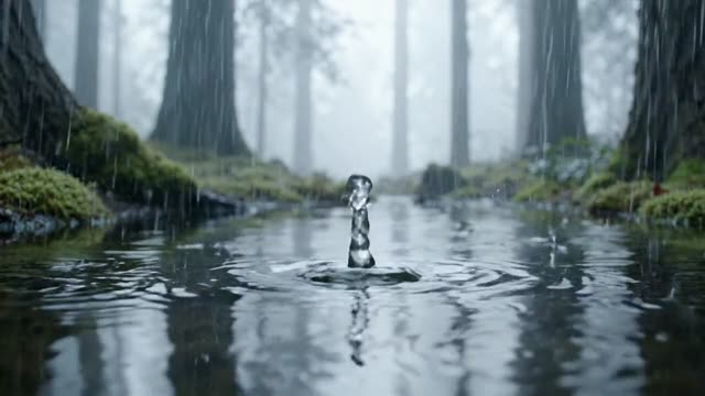 A single raindrop impact on still water in slow detail