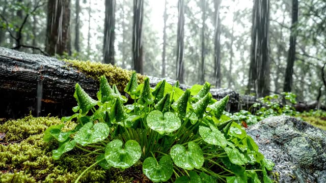A colony of wood sorrel recovering after rain